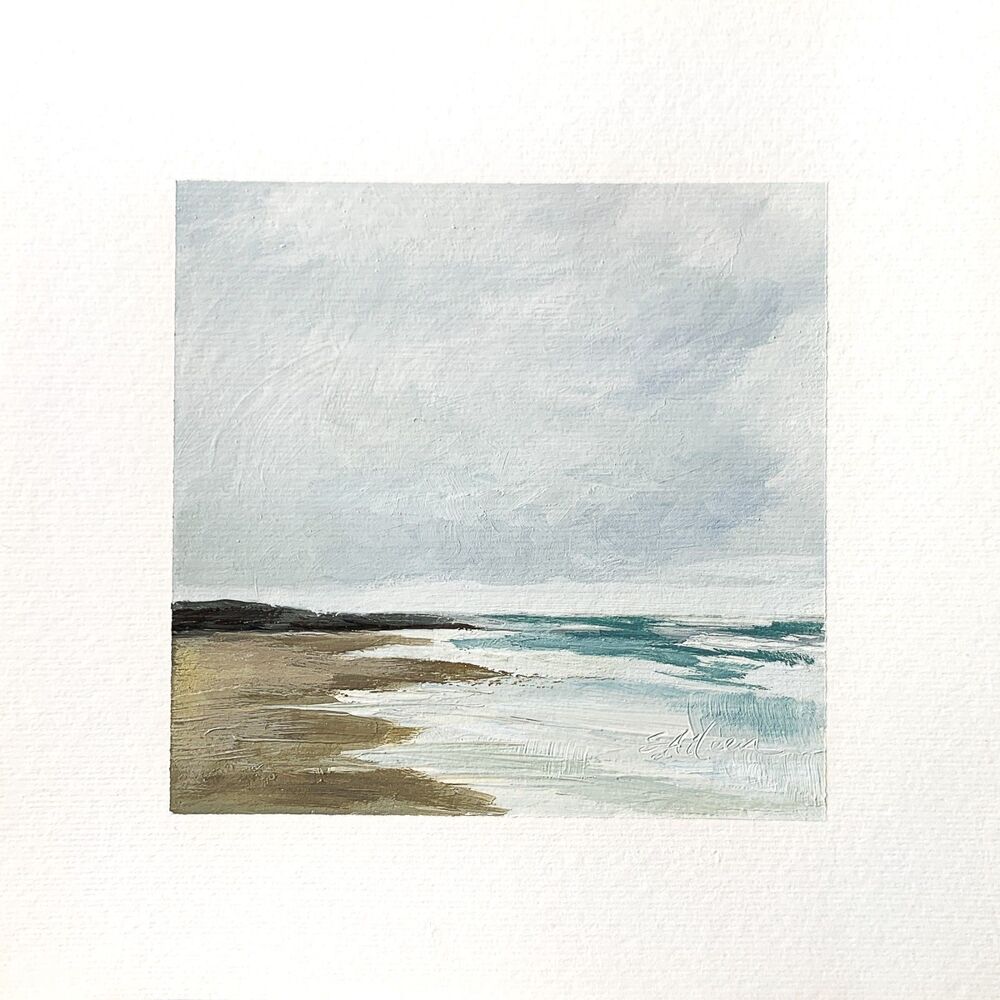 8x8 Maine Original Oil Painting Seascape Ocean Coastal New England Art Signed
